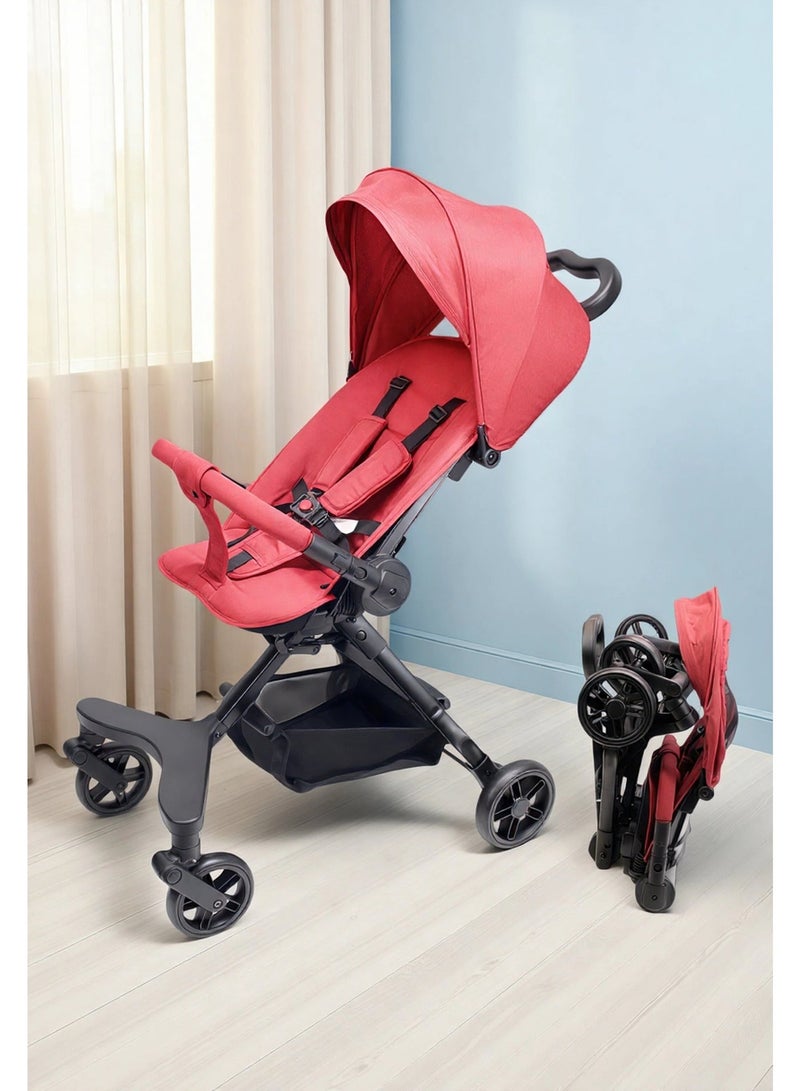 Two-way Foldable Ultra Lightweight Travel Stroller with Multi Position Reclining Seat Adjustable Canopy Foldable Storage Basket Foldable Gear for Airplane NO.1101 - Image 1